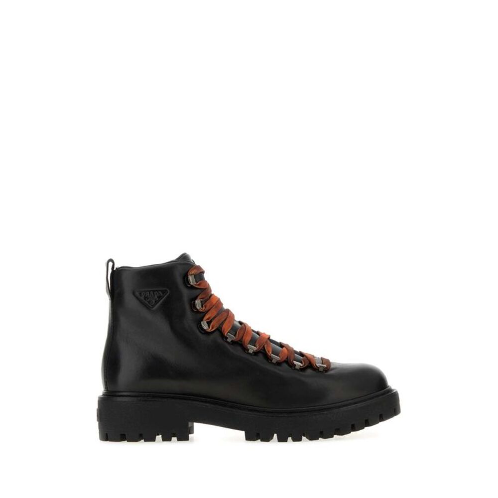 Prada Men Black Leather Brixxen Ankle Boots